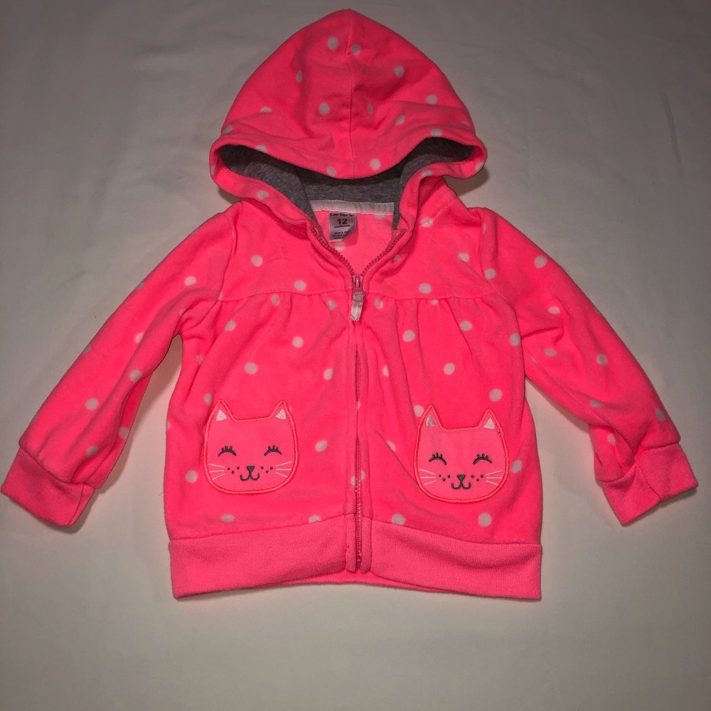 Carter’s Hot Pink Kitty Cat Jacket w/ Hood 12M